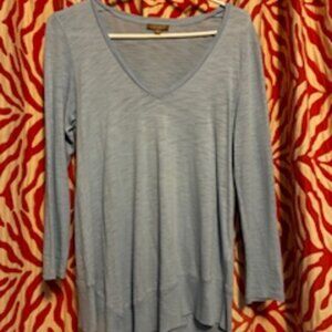 Lilla P Long sleeve, V- neck, Powder blue , Size Small, Cotton Modal Blend